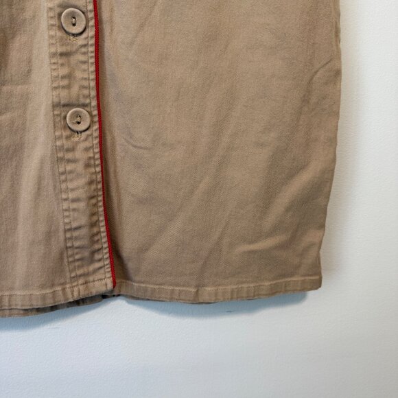 Khaki Button-Front Skirt With Red Trim By D.F.A. New York Size 14 - Picture 4 of 8